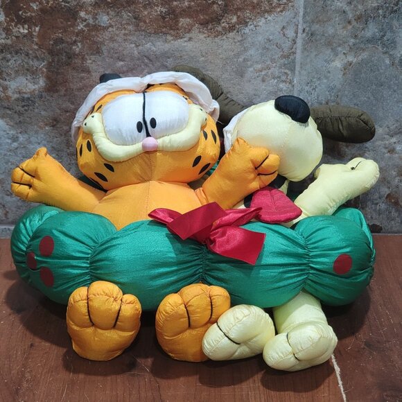 Vintage Paws Garfield And Odie Christmas Nylon Wreath Plush Stuffed Toy - Picture 14 of 14